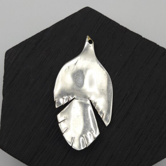 Handmade Sterling Silver 925 Dove Bird Artisan Love Gift Unique Spoon 2.25" Pin - Picture 12 of 14